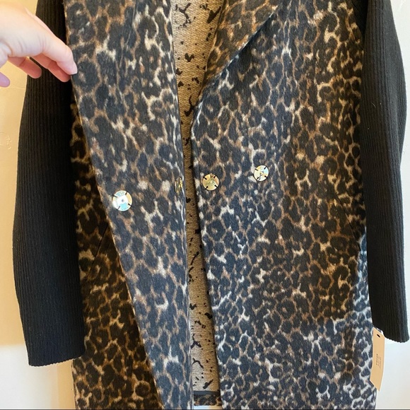 KENNETH COLE New York Faux Fur Cheetah Leopard Print Black Ribbed Knit Sleeves - Picture 7 of 8